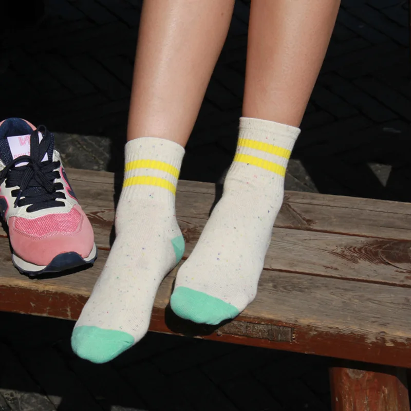 10 пар/лот двойные полосатые Разноцветные носки новые женские деловые