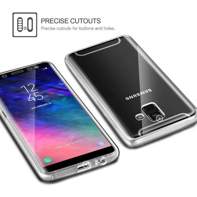 Чехол с полным корпусом для Samsung Galaxy J3 J5 J7 2017 года J4 J6 A6 A7 A8 Plus 2018 A9 A750 прозрачный 2 в 1