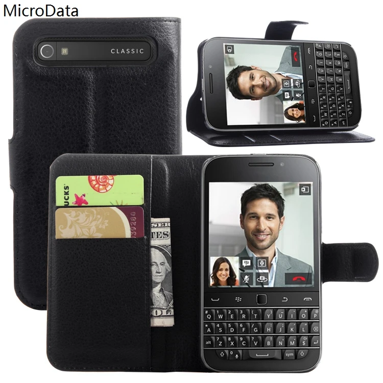 Роскошный флип чехол из искусственной кожи для BlackBerry Classic Q20 кожаный с подставкой