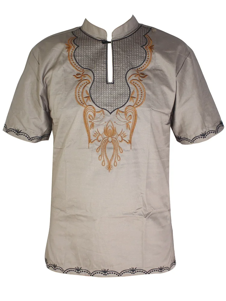 Africa Ethnic Embroidery Short Tunic Dashiki Tops Mens Wedding Wearing Attire | Тематическая одежда и униформа