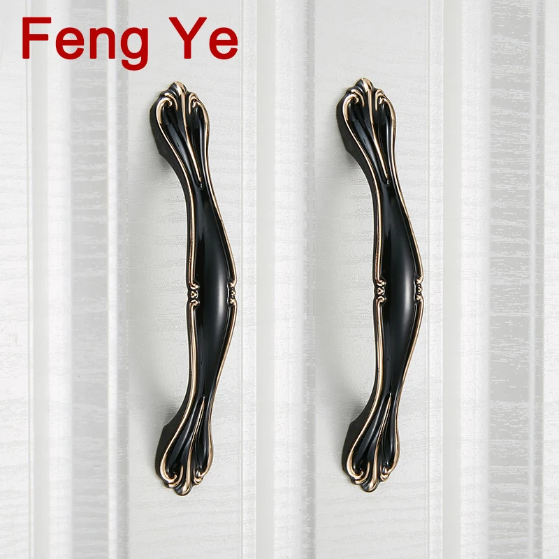 Feng Ye Zinc Handle Fuji black Cabinet Knobs And Handles Furniture Drawer kitchen Closet Door Dresser Knob PULL Hardware|Ручки шкафа| |