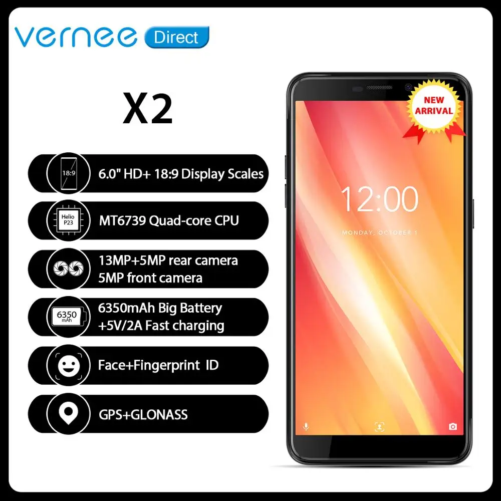 Vernee X2 мобильный телефон 3 Гб ОЗУ 32 ПЗУ экран 6350 дюйма 6 0 мАч|Смартфоны| |