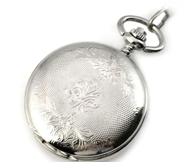 

Vintage silver Roman Number Mechanical Pocket Watch Double Open Hunter case fob watch PO084