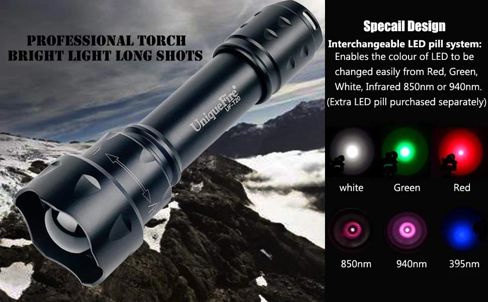 Маленькое солнце T20 ИК 850nm 3 режима светодиодный Ночное видение фокус Перезаряжаемые фонарик инфракрасный свет Регулируемый фонарик