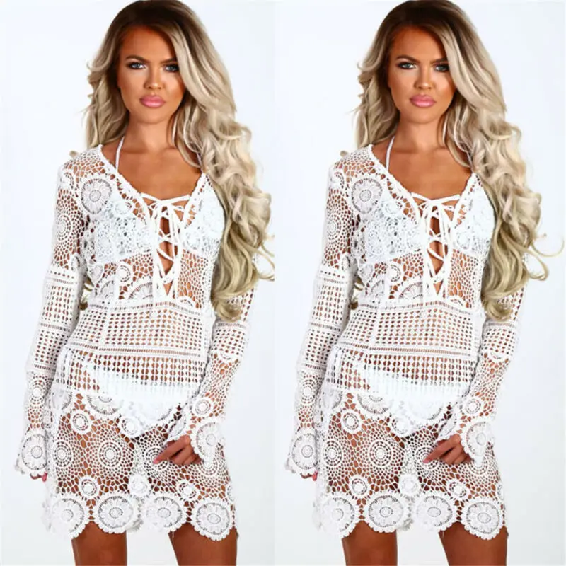 2019 сексуальный женский купальный костюм кружевное вязаное крючком бикини