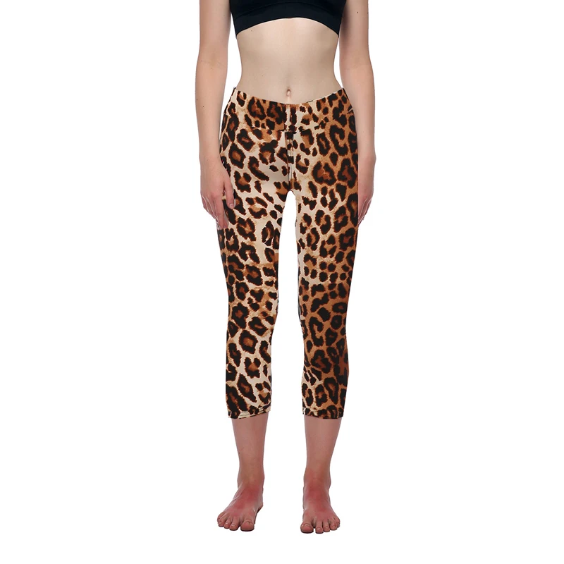 Леггинсы капри цветочные печати Высокая талия эластичный Push Up Для женщин женские