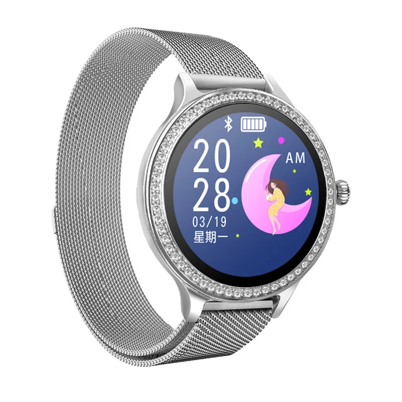 Silver Steel M8 Bluetooth Смарт-часы водонепроницаемые часы с пульсометром Роскошные модные женские Смарт-часы наручные часы женские фитнес-трекер для Android IOS - Цвет: Silver Steel
