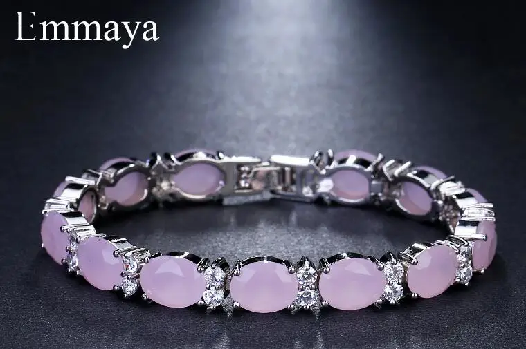 pink Бренд Emmaya Роскошные простые AAA кубический белый циркон Многоцветный Геометрические браслеты для женщин популярный подарок на день рождения - Окраска металла: pink
