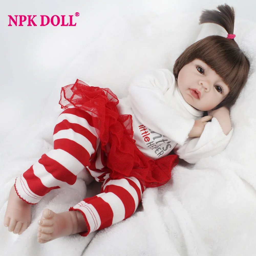 NPKDOLL 22 дюйма 55 см Reborn Baby toys мягкая силиконовая кукла костюм для детей подарок на