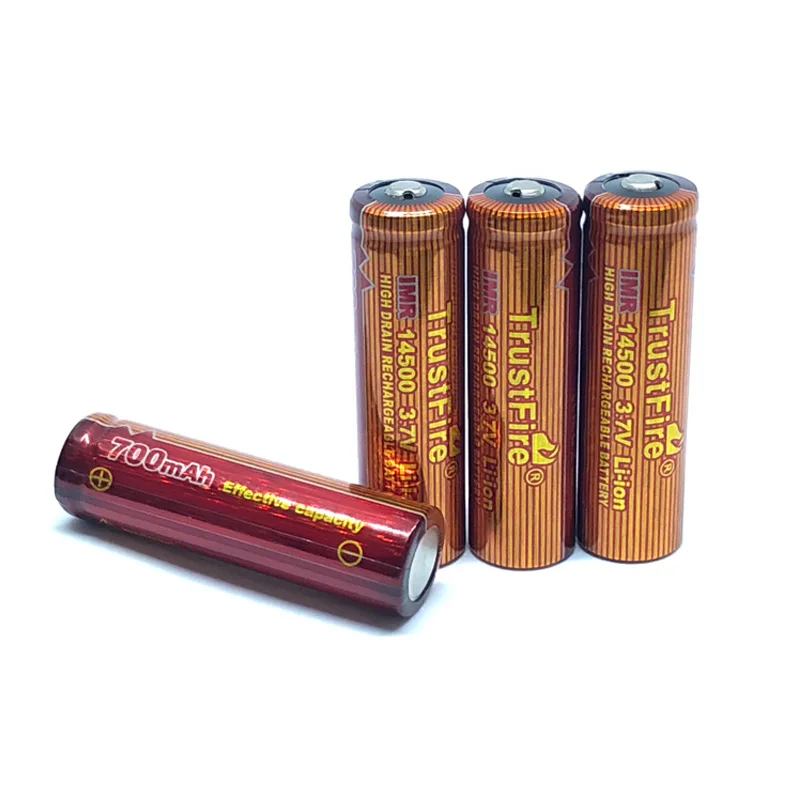 

Trustfire IMR 14500 3.7V 700mAh Lithium Battery High Drain Rechargeable Li-ion Batteries For Led flashlights Torch