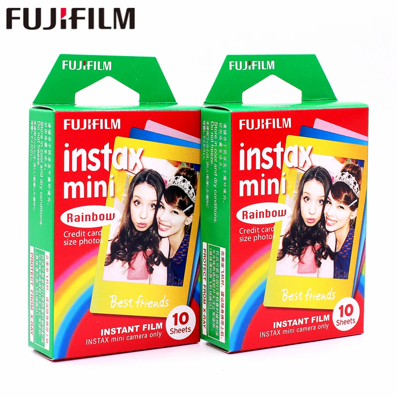Оригинал Fujifilm 20 листов Instax Mini Rainbow фотобумага для мгновенной печати камеры 8 7s 25 50s
