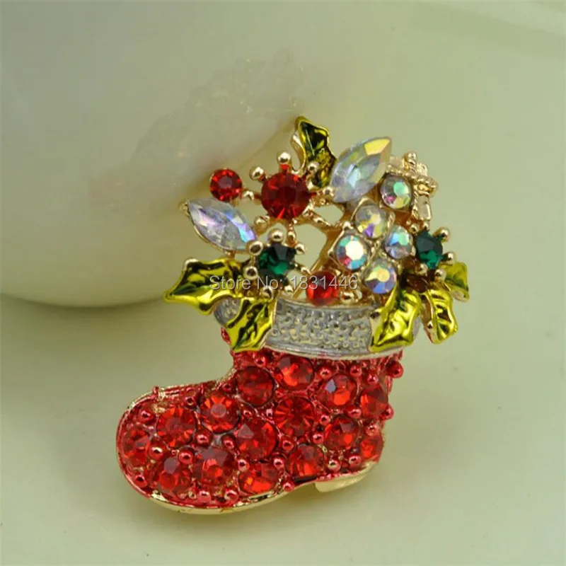 Рождественская брошь в виде носков булавки полностью блестящие ювелирные