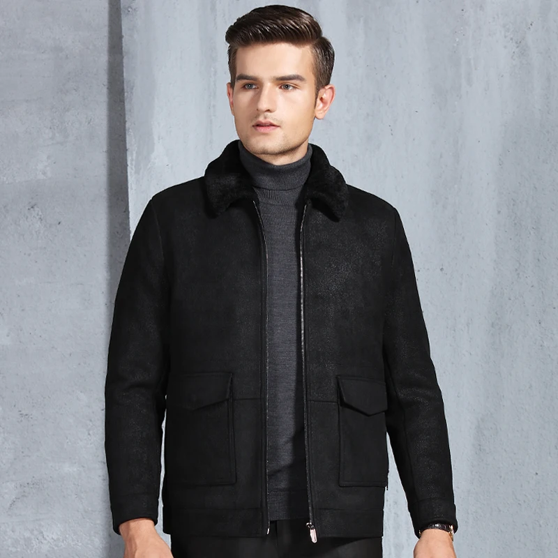Мужская куртка из искусственной кожи теплая мотоциклетная искусственного меха