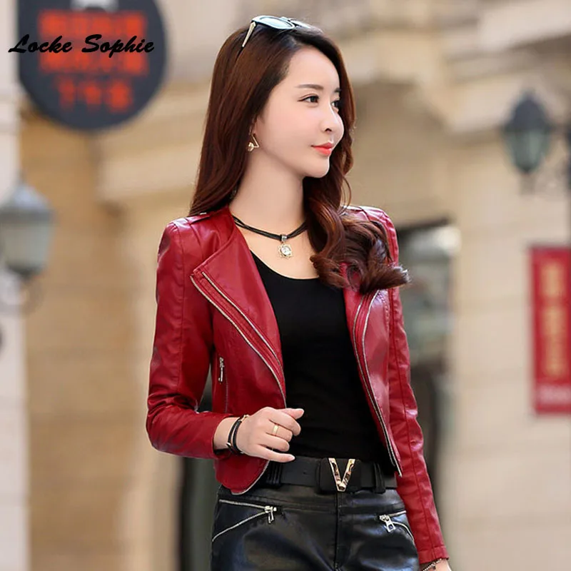 1pcs Women's Plus size Short Jacket Coats 2021 Spring Faux Fur PU Leather Splicing Small Jacket ladies Skinny locomotive coats