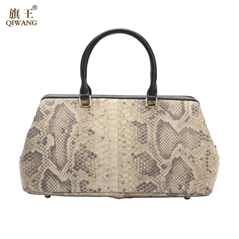 Женская сумка Qiwang из натуральной коровьей кожи с рисунком питона|bolsa feminina|designer