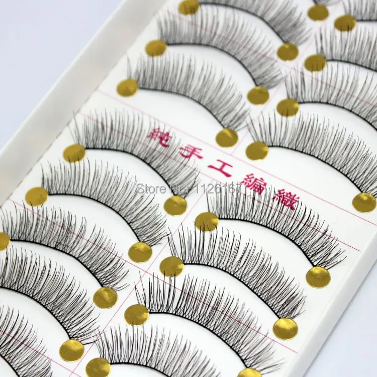 Оптовая продажа 10 пар натуральных модных накладных ресниц для макияжа Handmad