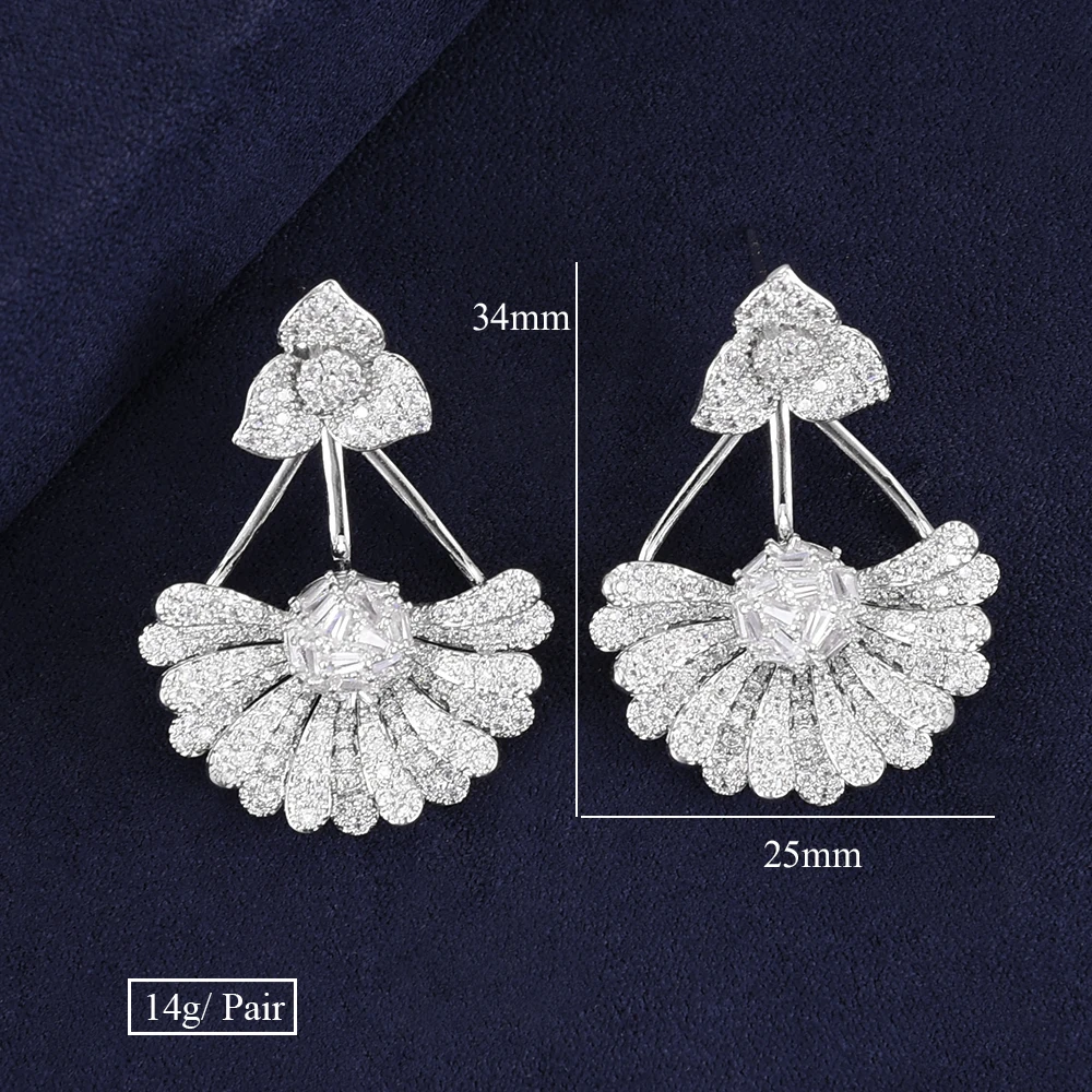 

Siscathy Trendy Inlaid Korean Dangle Drop CZ Earrings African Dubai Cubic Zirconia Jewelry Fashion Women Flower Earrings