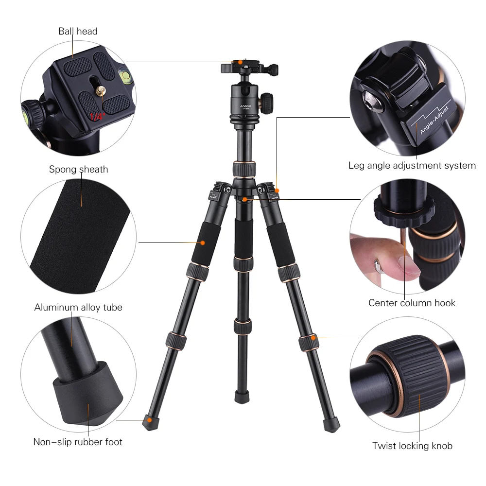 Andoer gorillapod TP166C легкий настольный мини-штатив из углеродного волокна с шаровой головкой для Canon Nikon sony камера DV видеокамера