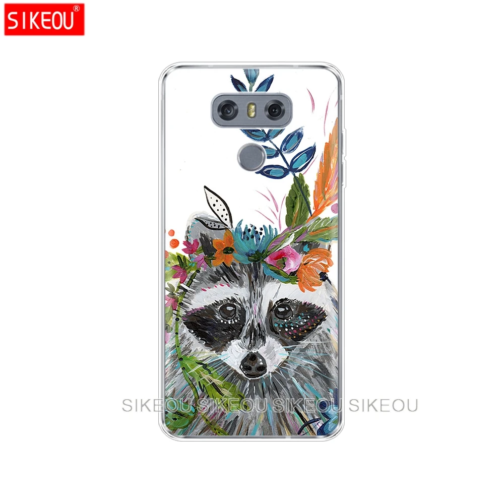 Силиконовый чехол для телефона LG G7 Q8 Q6 G6 MINI G5 V30 V7 V9 k10 k8 X POWER 2 енот красная панда