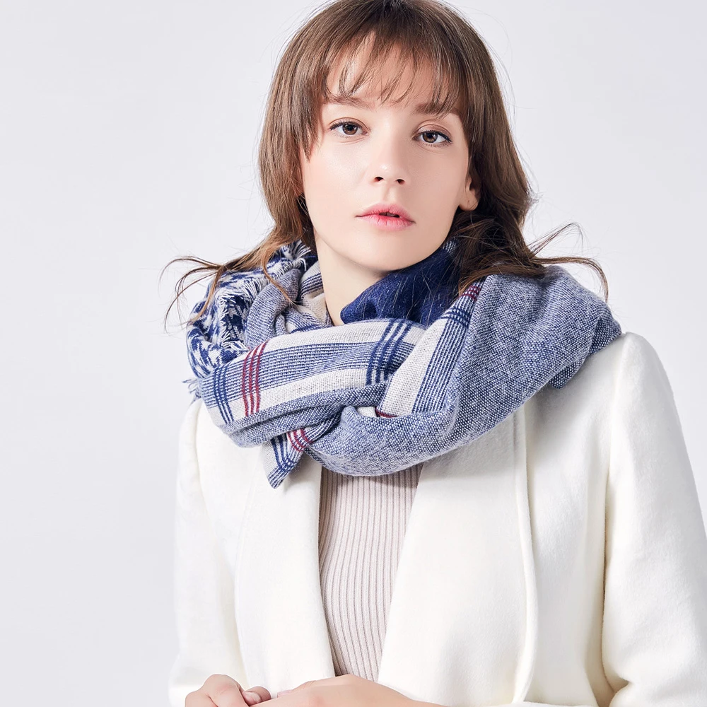 2019 Winter Plaid Scarf Women Scarves Wide Lattices Long Shawl Wrap Female Blanket Warm Tippet | Аксессуары для одежды