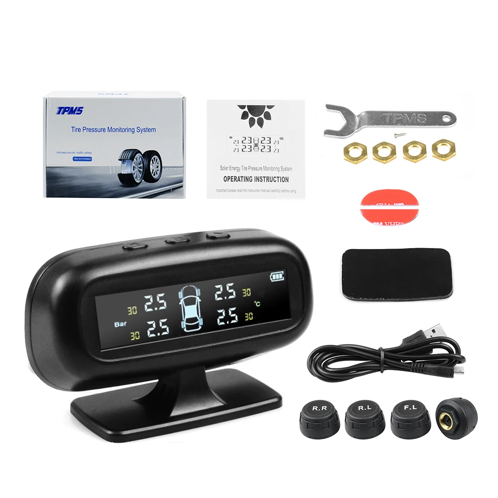 Автомобильная система контроля давления в шинах TPMS датчик давления для шин Автоматическая охранная сигнализация монитор система солнечной зарядки