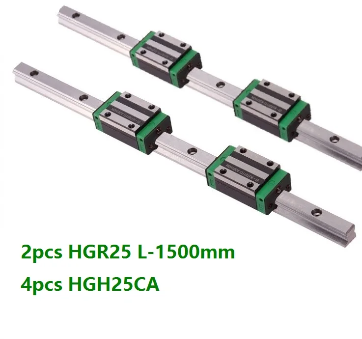 

2pcs China made HGR25 L-1500mm linear guide/rail + 4pcs HGH25CA linear narrow blocks CNC router parts