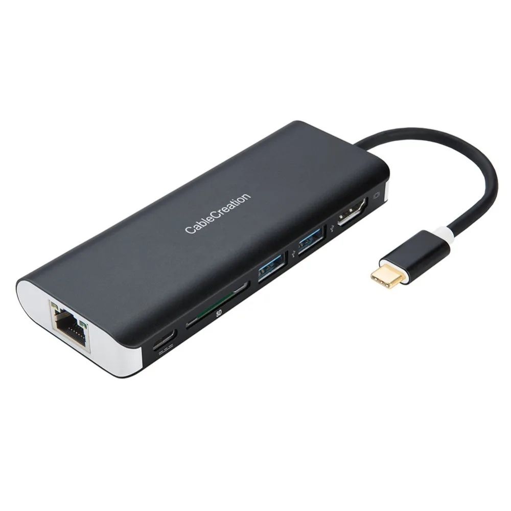USB-хаб мультипортовый адаптер типа C 4K Стандартный USB 3 0 HDMI Ethernet SD-карта и Женский