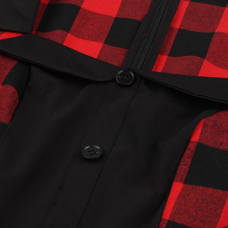 Женское винтажное платье в мелкую клетку Tonval стиле 1950 х рокабилли красное с