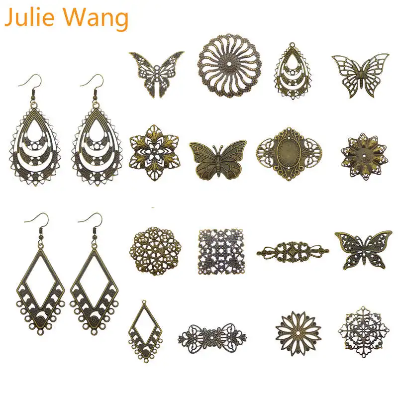 Julie Wang 16 шт. винтажные подвески в виде бабочек и цветов железный антикварный