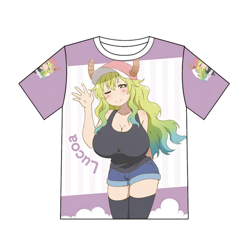 Kobayashi san Chi no Maid Dragon Kanna Tohru Lucoa футболка Косплей Костюм Мисс Кобаяши Дракон Мужская и женская футболка повседневные футболки