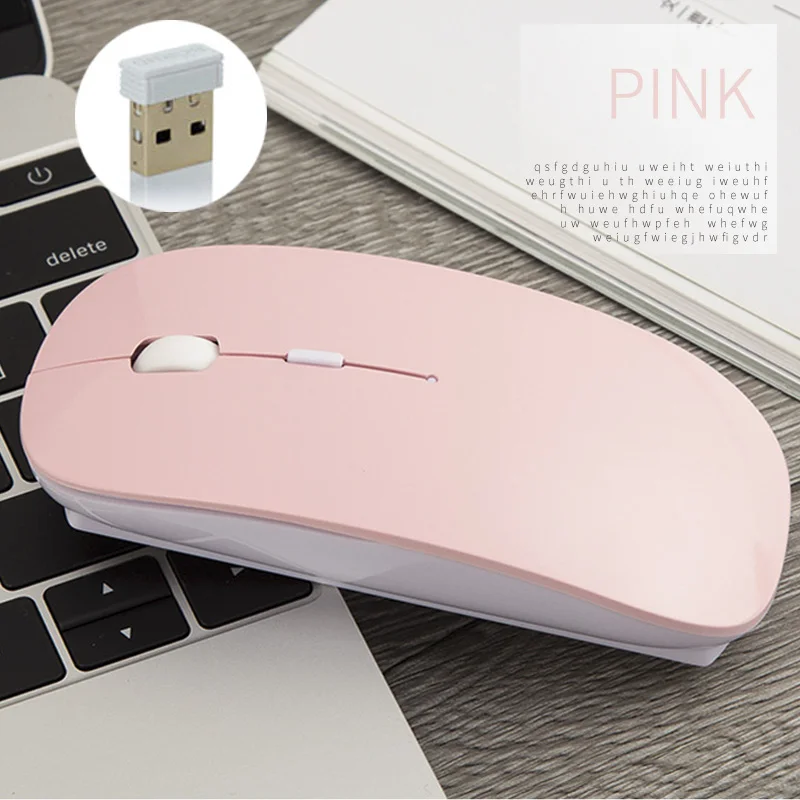 Беспроводная мышь, usb-приемник, перезаряжаемая мышь для xiaomi/Dell/Hp/lenovo/acer/Asus, бесшумная Bluetooth мышь для компьютера, ноутбука, ПК - Цвет: Wireless Pink