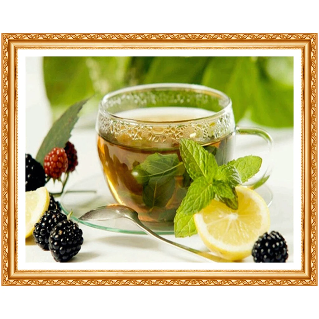 NEW Arrival Diamond Diy Embroidery Coffee cup 5d Round paste full cross stitch kit painting fruit | Дом и сад