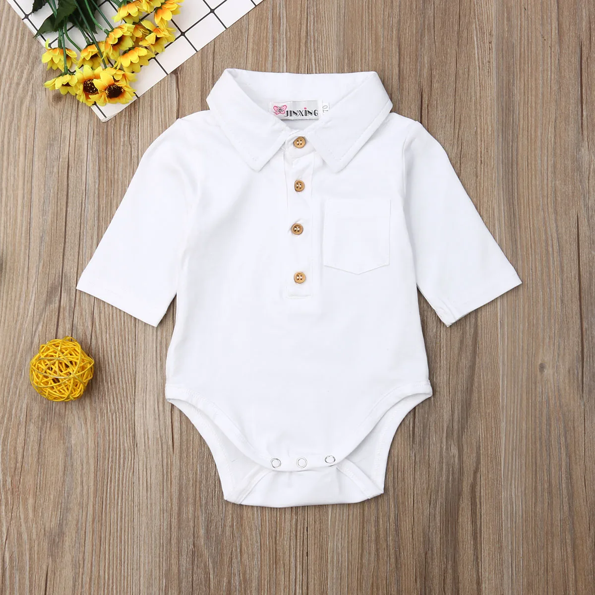 

Pudcoco Newborn Baby Boy Clothes Solid Color Long Sleeve Cotton Romper Jumpsuit One-Piece Outfit Sunsuit Summer Clothes