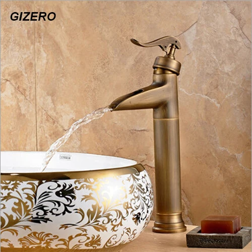 

Antique Finish Brass Faucet Bathroom basin hot and cold taps torneira deck mounted single handle ZR195