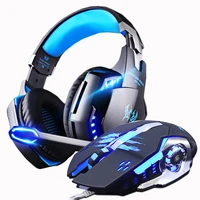 gaming headphones and gaming mouse wired stereo gamer earphone headset gamer mice 3200dpi adjustable led light optical usb
