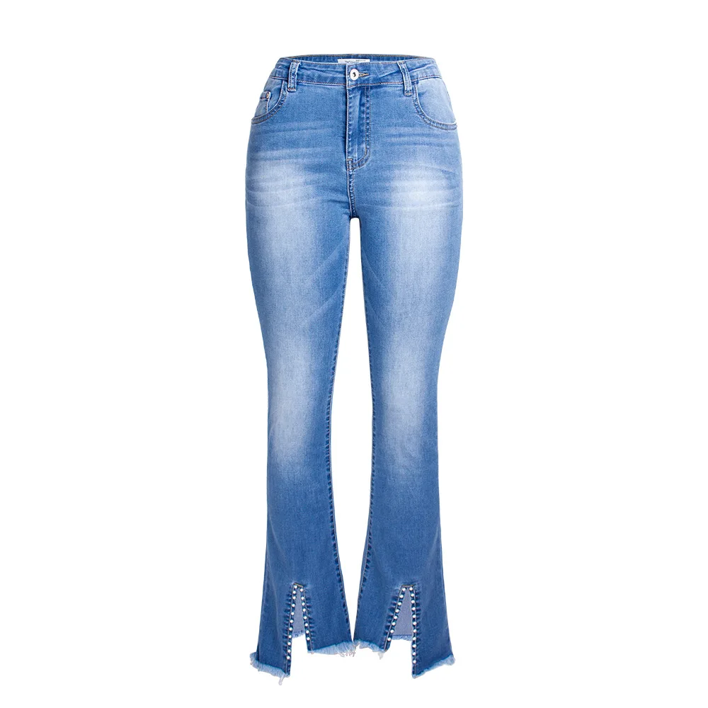 Женские расклешенные брюки KENNTRICE уличная одежда синие джинсы джинсовые с