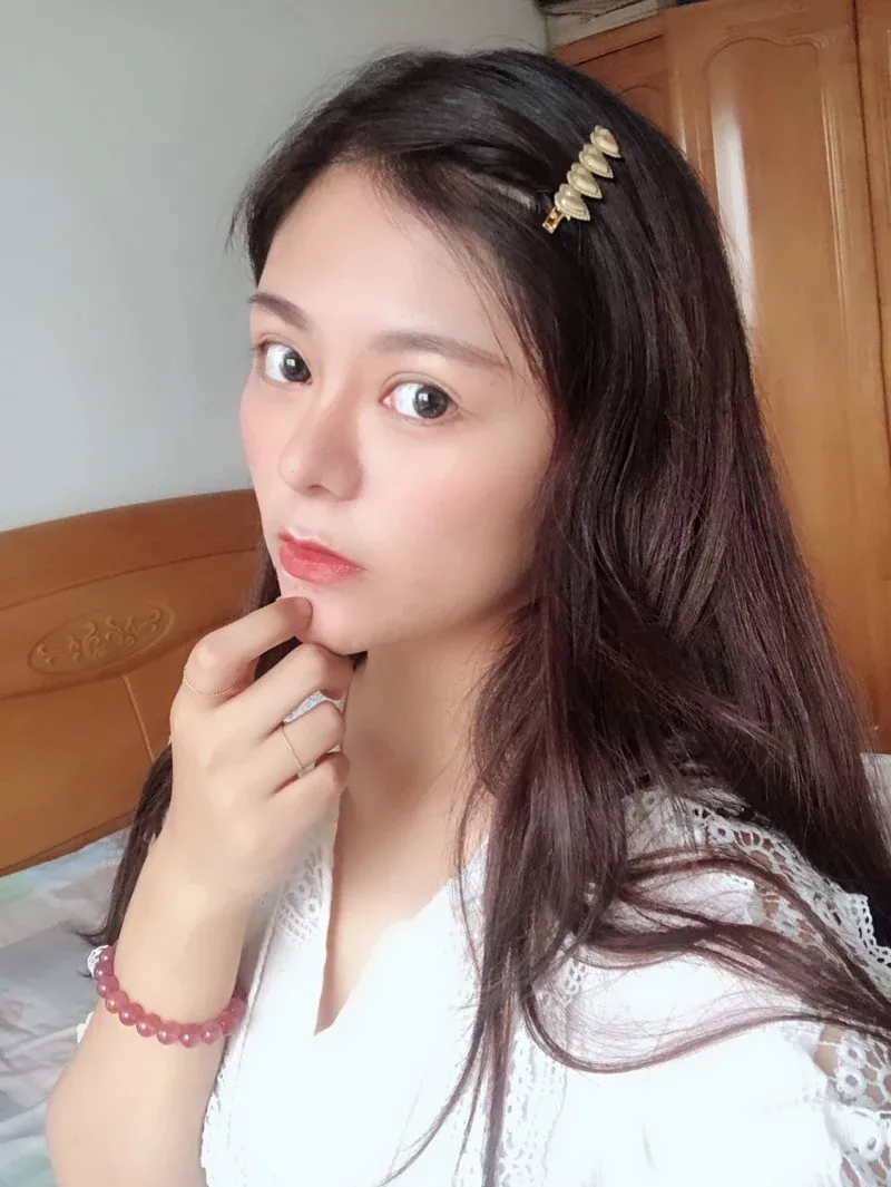 HUANZHI Милая Любовь Сердце матовый металл золото серебро изогнутая линия заколки
