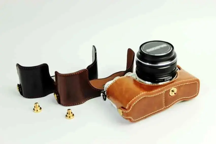 Кожаная сумка для камеры Olympus Pen Lite E-PL7 E-PL8 черный/коричневый/кофейный EPL7 EPL8 EPL9 чехол для камеры кожаный наполовину