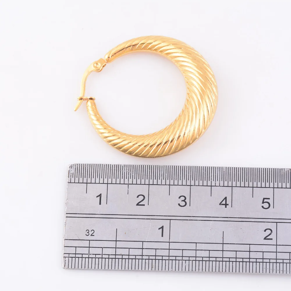 Позолоченные серьги-кольца из нержавеющей стали высокого качества, трендовые женские ювелирные изделия в подарок, водонепроницаемые 0020WF