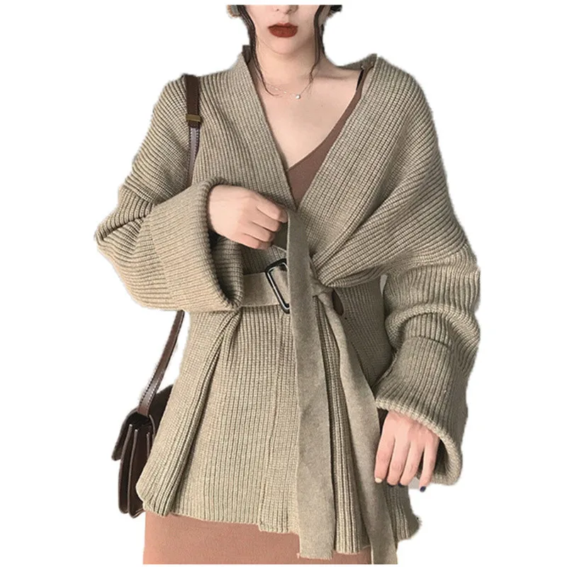 RUGOD Winter Sweater Women Solid Cardigans Long Sleeve Sashes Knitted Tops Autumn Clothes pull hiver femme 2019 |