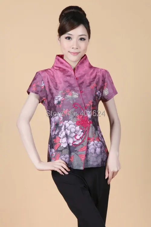 Оптовая продажа топ с чонсам винтажная модная женская летняя рубашка рисунком