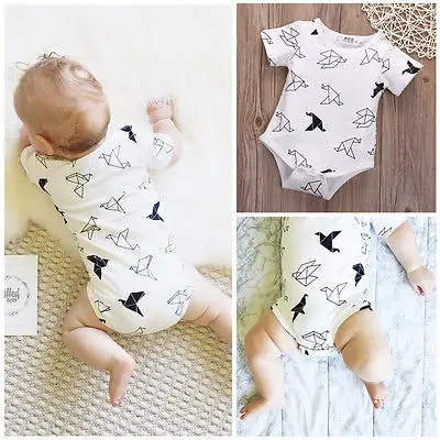 Hot Newborn Baby Girls Boys Origamibirds Rompers 1PCS Jumpsuit Clothes Outfits | Мать и ребенок