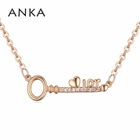 anka charm key to love heart zirconia necklaces pendants 3 color chain jewelry aaa cubic zirconia necklace women gift 114160