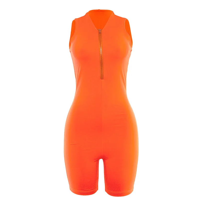 Сексуальная молния Bodycon комбинезон неоновый ночной клуб женские Комбинезоны