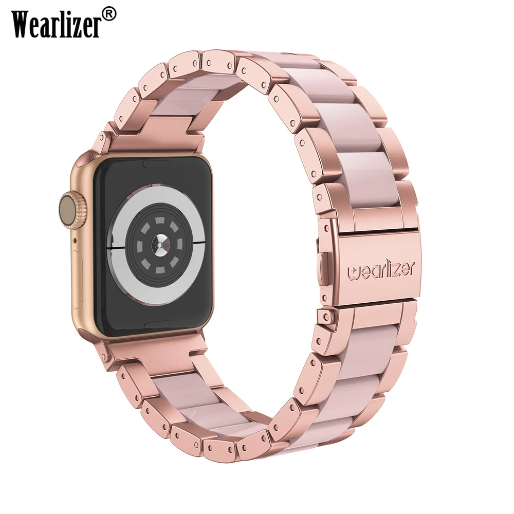 Ремешок Wearlizer из нержавеющей стали для Apple Watch Series 5 4 3 2 1 браслет с застежкой