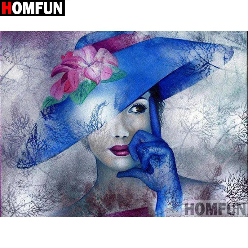 Алмазная живопись HOMFUN A20272 полноразмерная/круглая 5D Вышивка Hat beauty для творчества