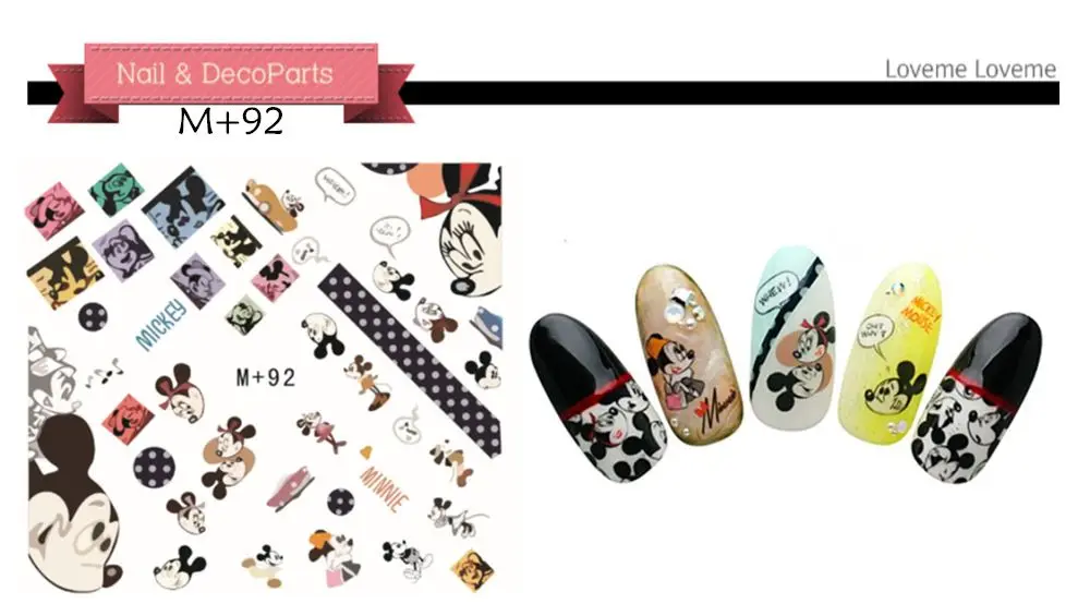 m92 5sheet Новые 5 листов 15 тип милый мультфильм милые Миньоны классический Дисней Микки Минни наклейки для ногтей - Цвет: m92 5sheet