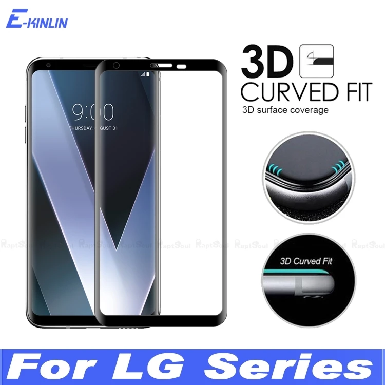 

3D Curved Full Cover Tempered Glass For LG Velvet V30 V30S V35 V40 V50 V50S G8X G8 G7 Plus ThinQ 5G Screen Protector Film