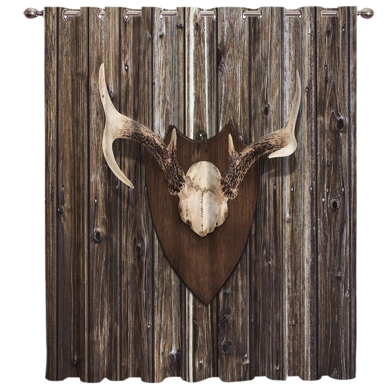 Старые деревянные дверные оленьи рожки оконная занавеска темная для гостиной