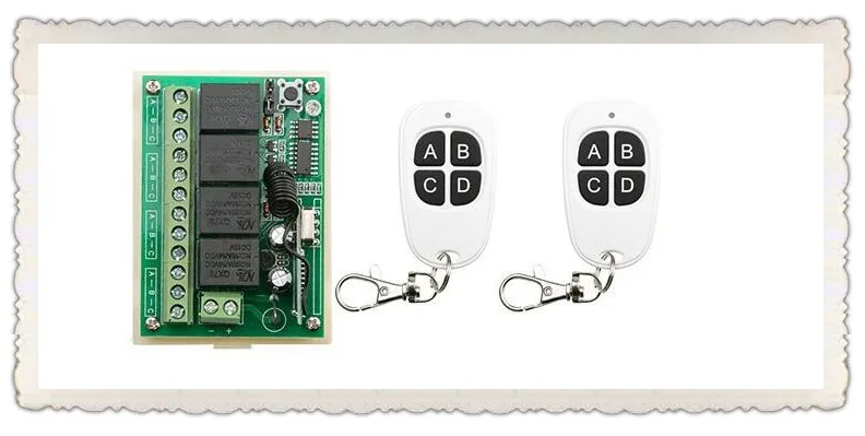 Беспроводной релейный переключатель teleswitch для умного дома, 12 В постоянного тока, 4 канала, 10 А, RF, 2 передатчика и 1 приемник